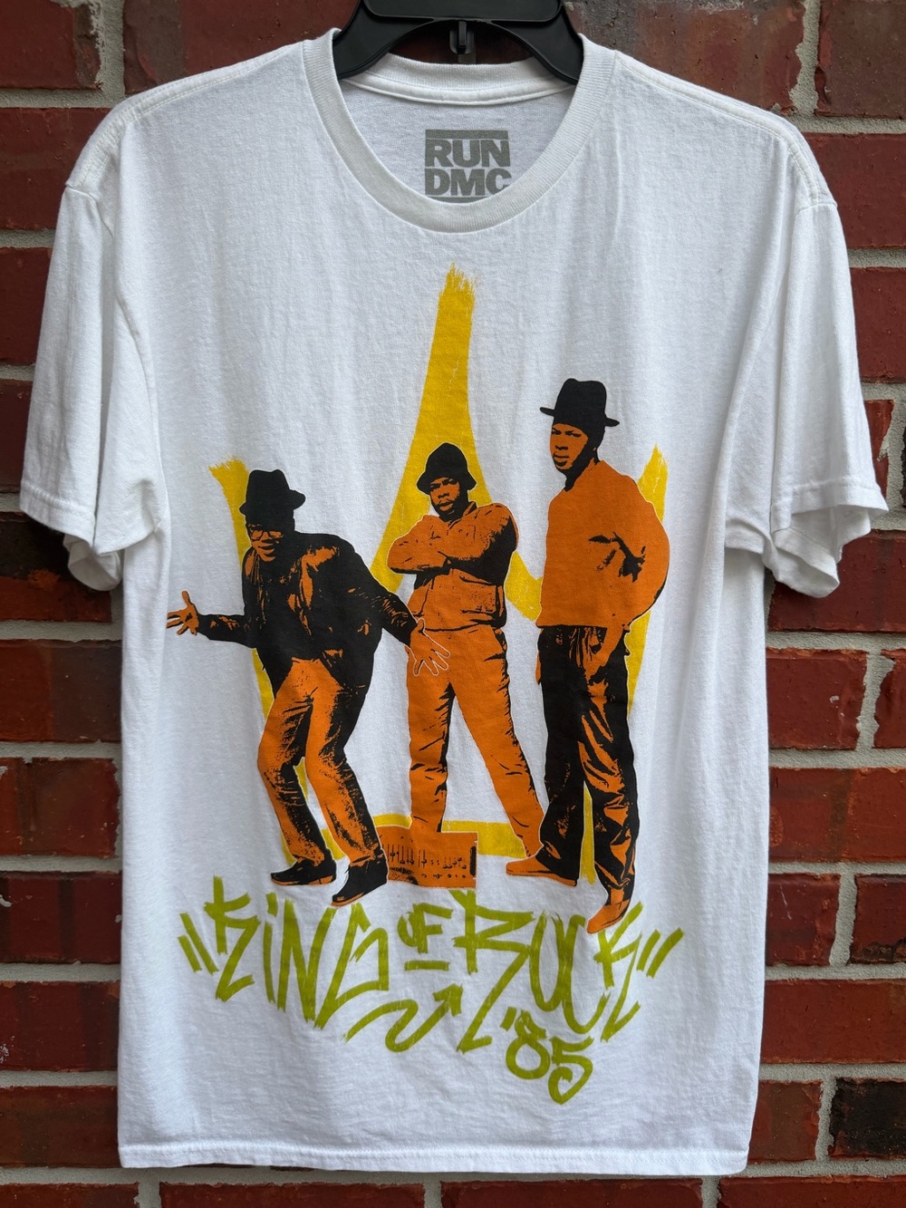 RUN DMC 'Kings of Rock ‘85' White Short Sleeve Crewneck Sz Medium Graphic Tee P2
